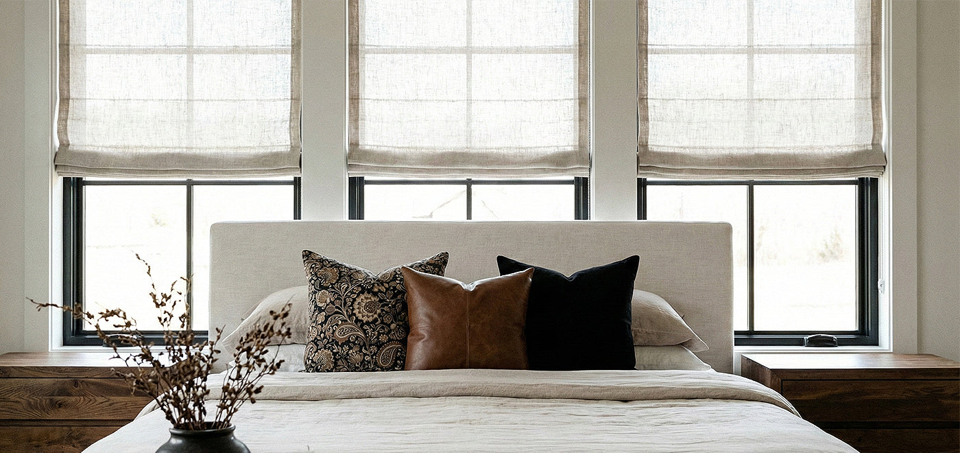 Sombra motorized Roman shades with elegant waterfall folds — Boise Blinds Idaho
