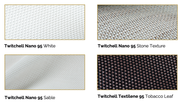 Four swatches of Twitchell fabric textures.